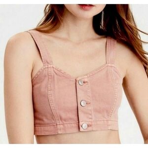 American Eagle Denim Button Crop Top